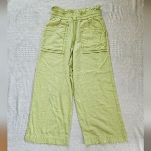 House Of Harlow 1960 Light Green Linen Blend Wide Leg Cropped Pants XS